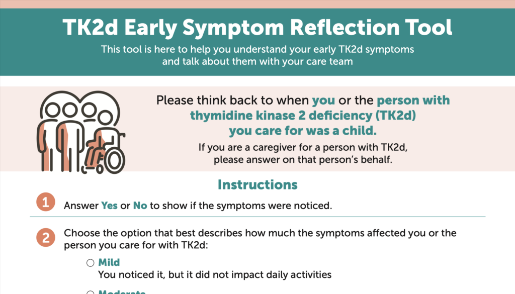 Image shows first page of the TK2d Early Symptom Reflection Tool pf
